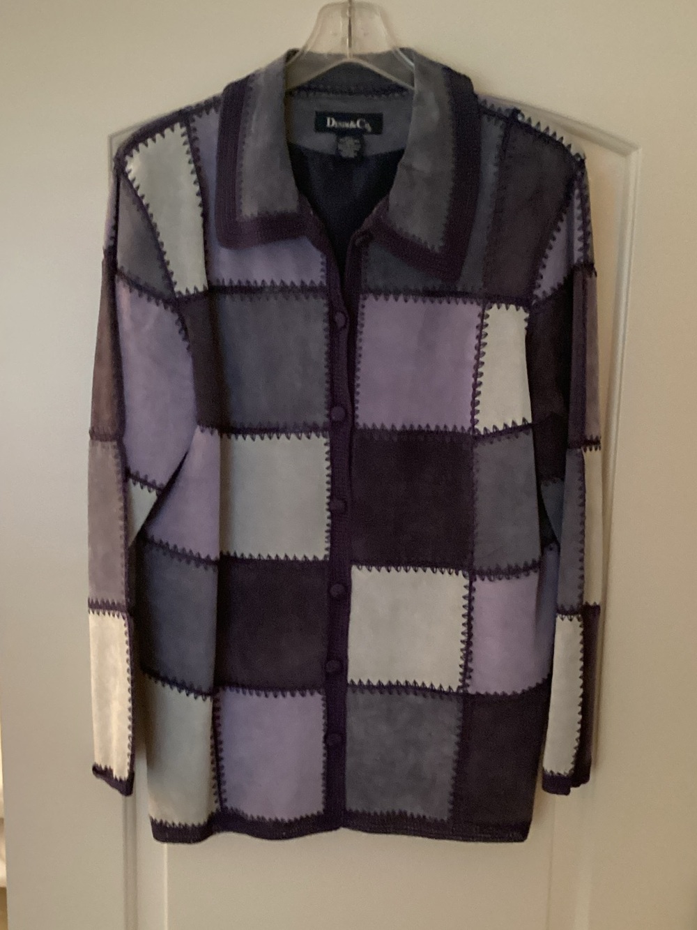 Dana Buchman Lavender & Deep Purple Patchwork Suede Jacket